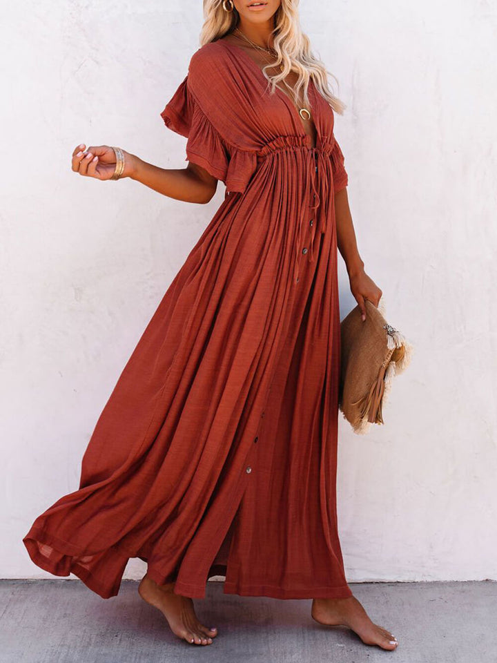 Knoop katoenlinnen perfecte strand Boho maxi-jurk