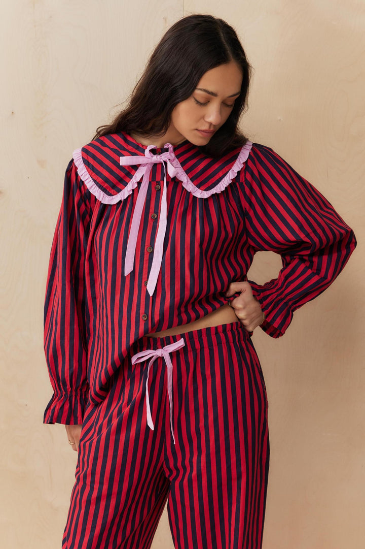 Red & Navy Stripe Pyjama Set