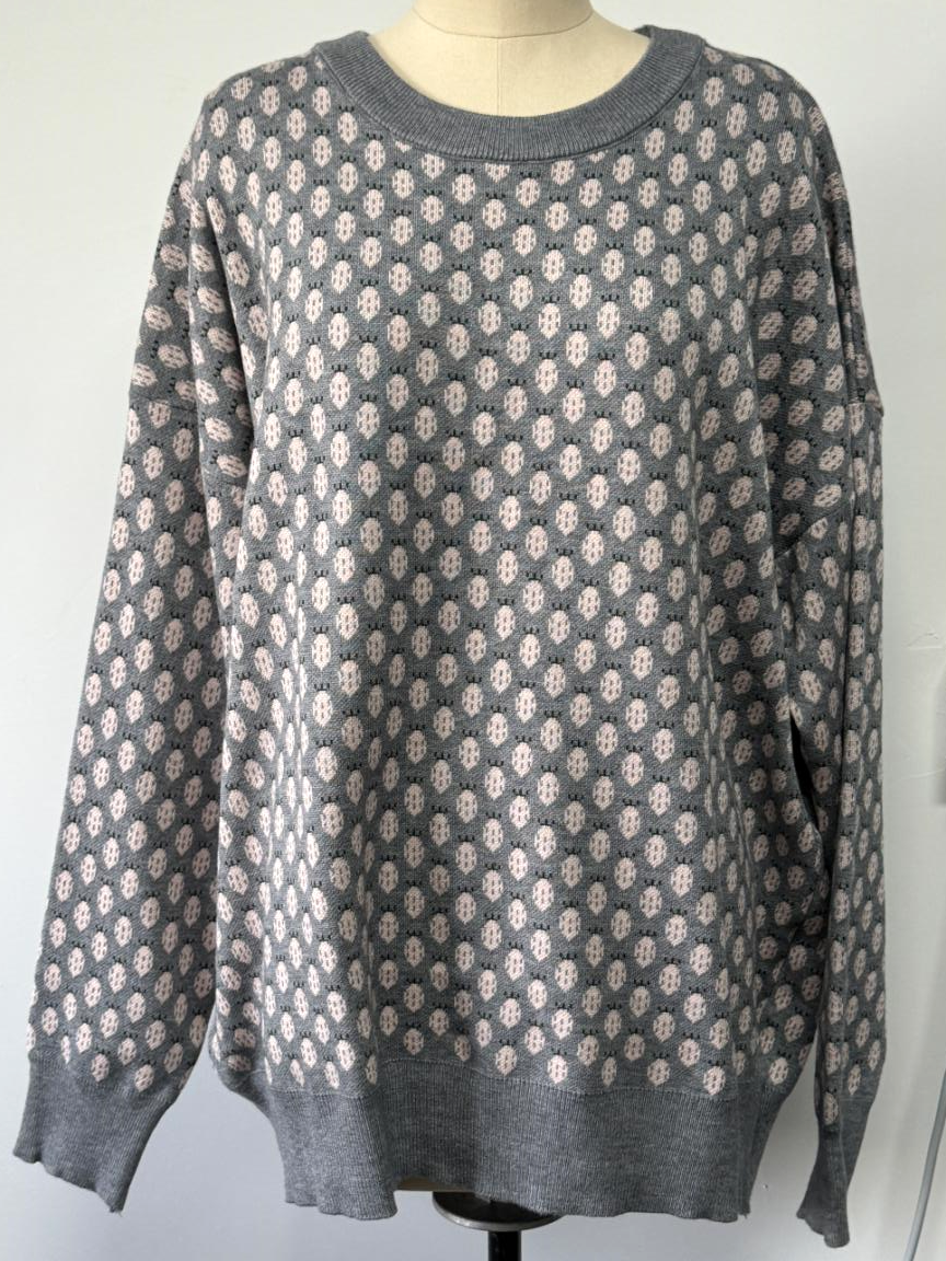 Lässiger, lockerer, süßer Erdbeer-Strickpullover