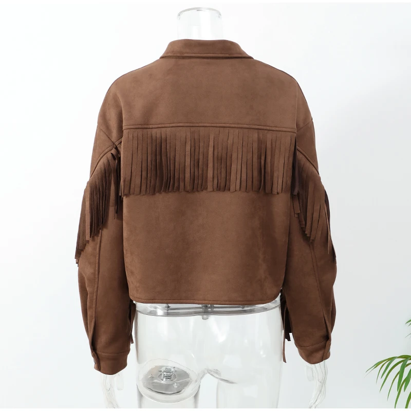 Veste courte à franges style western cowboy streetwear