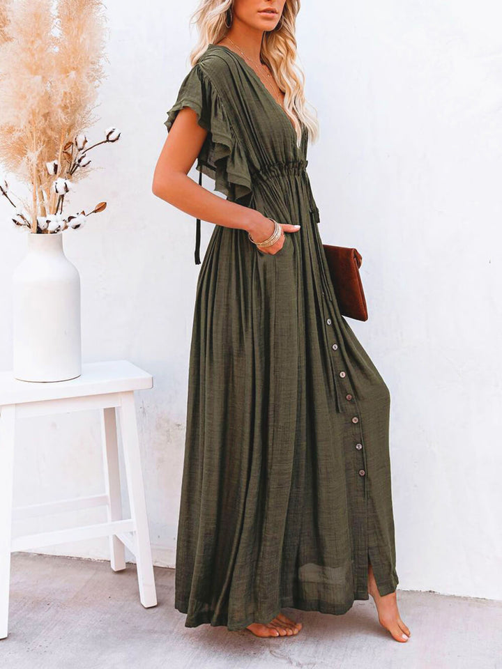 Knoop katoenlinnen perfecte strand Boho maxi-jurk