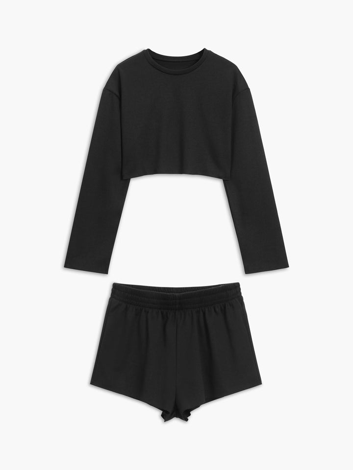 Ensemble short trois pièces à manches longues Athleisure 