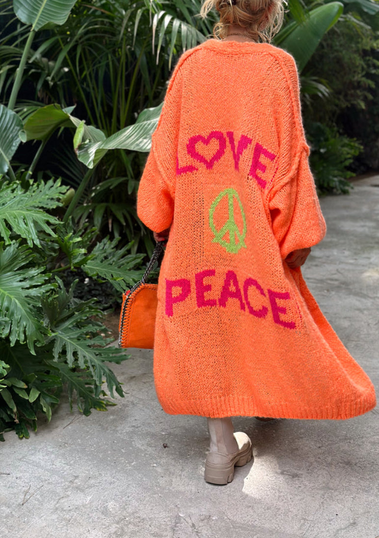 Peace Long Knit קרדיגן