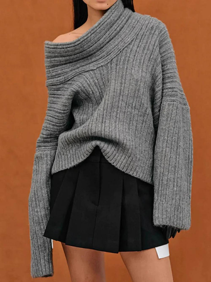 Übergroßer High Roll-Strickpullover 