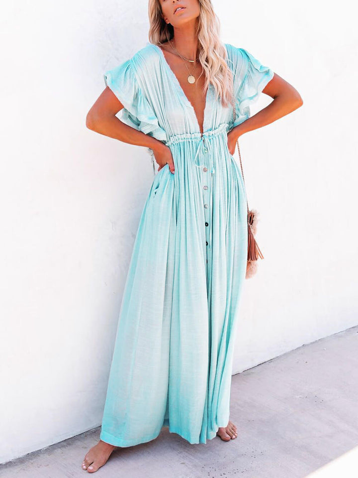 Knoop katoenlinnen perfecte strand Boho maxi-jurk