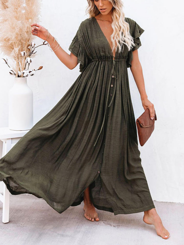 Knoop katoenlinnen perfecte strand Boho maxi-jurk