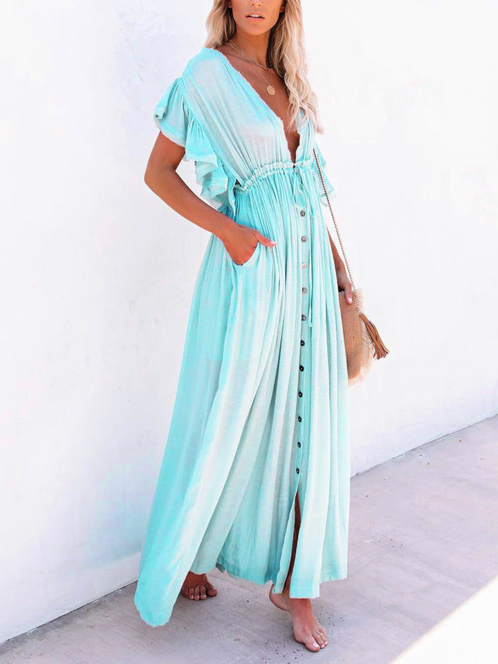 Knoop katoenlinnen perfecte strand Boho maxi-jurk