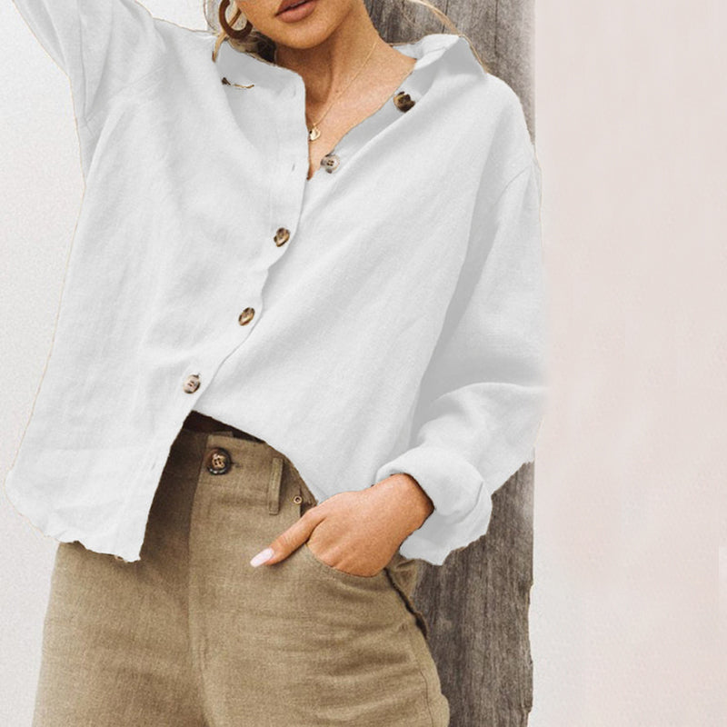 Vintage Shirt Collar Button Down Long Sleeve Blouse