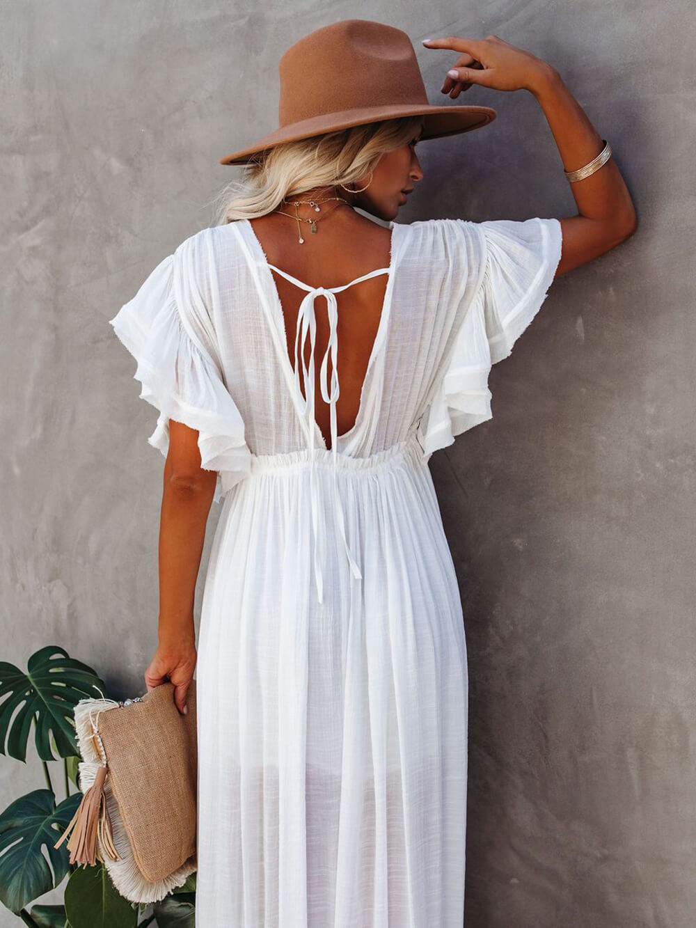 Knoop katoenlinnen perfecte strand Boho maxi-jurk