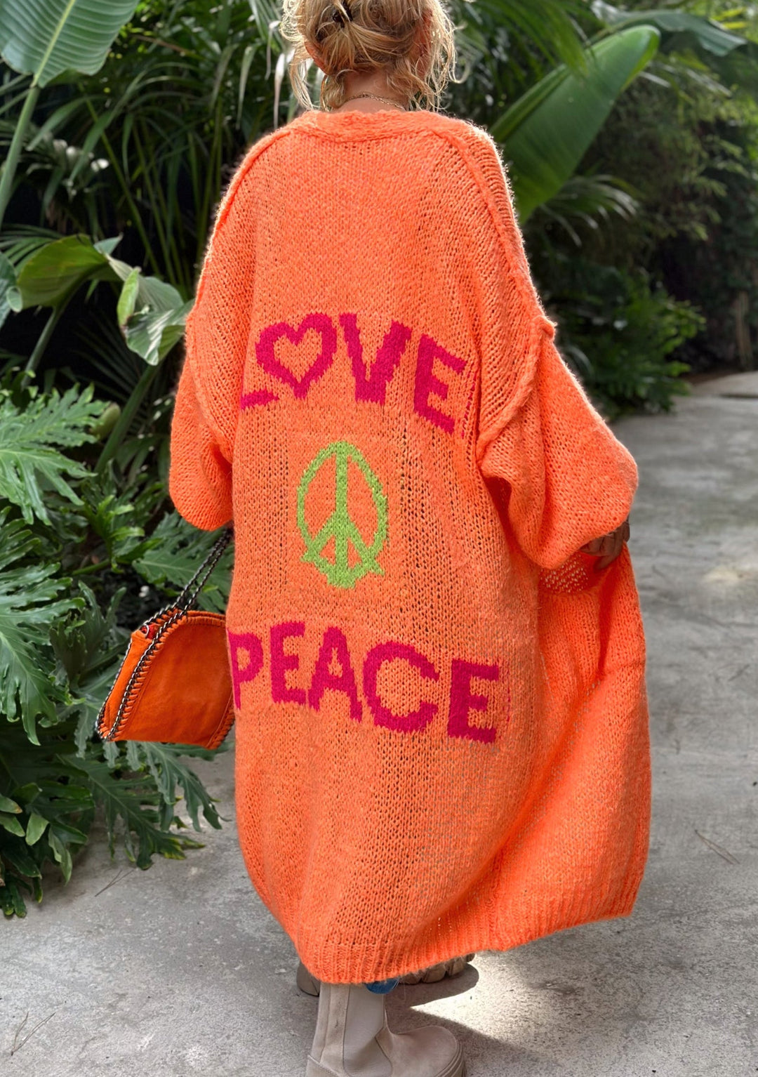 Peace Long Knit קרדיגן