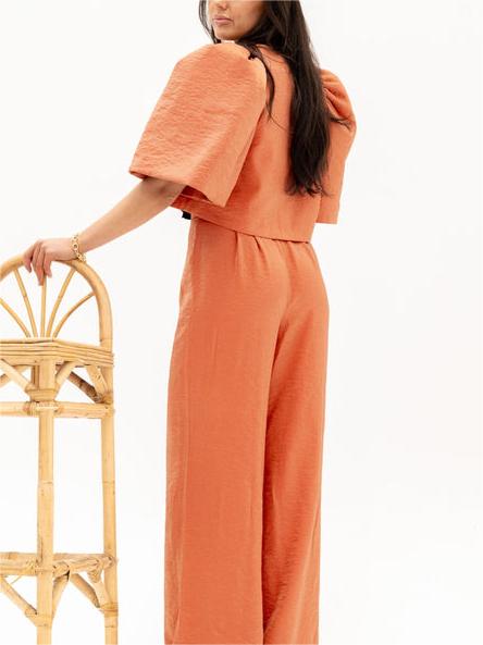 Martinez Burnt Orange Rosett Blus Set