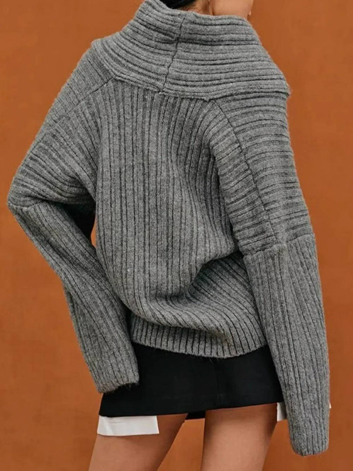 Übergroßer High Roll-Strickpullover 