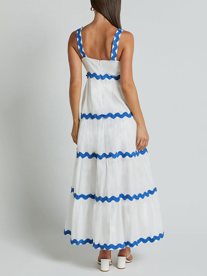 Simple Ripple Bandeau Slip Midi Dress