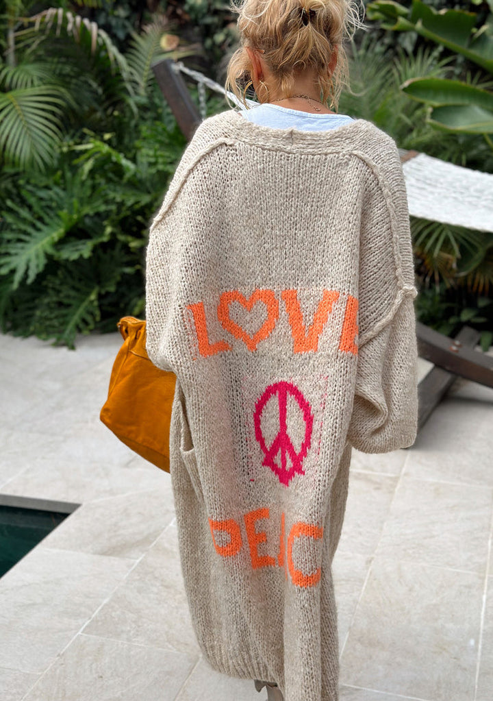 Peace Long Knit קרדיגן