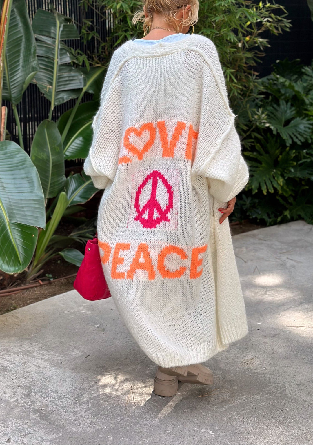 Peace Long Knit קרדיגן