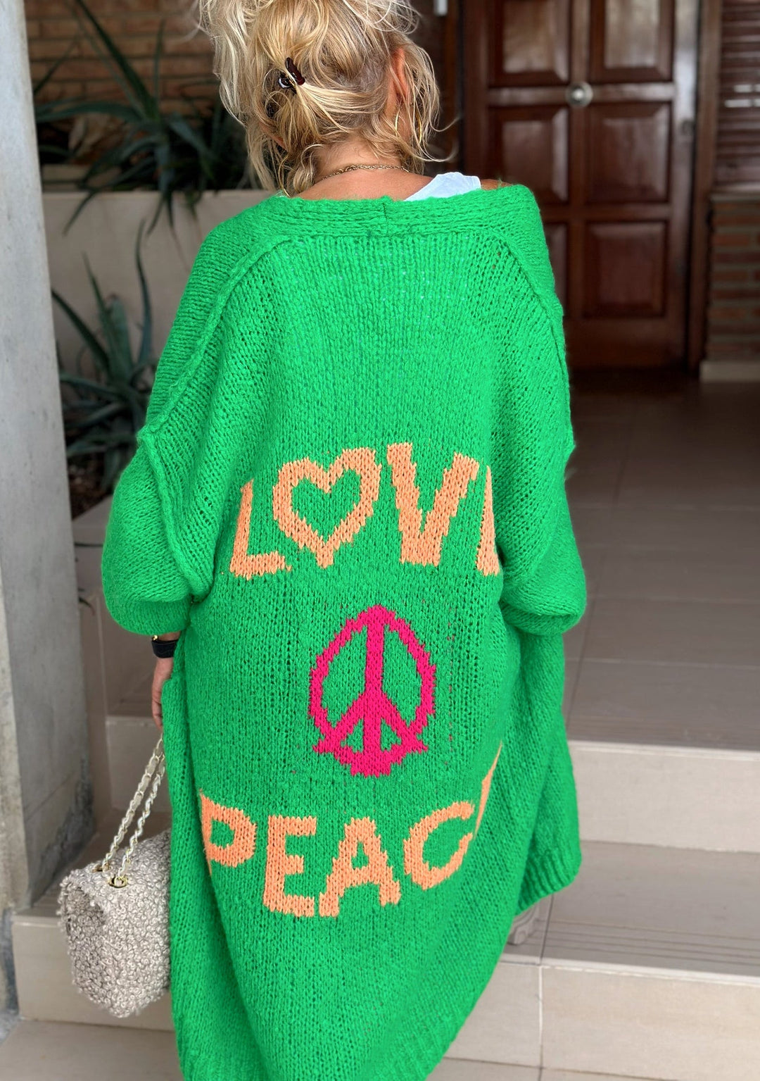 Peace Long Knit קרדיגן