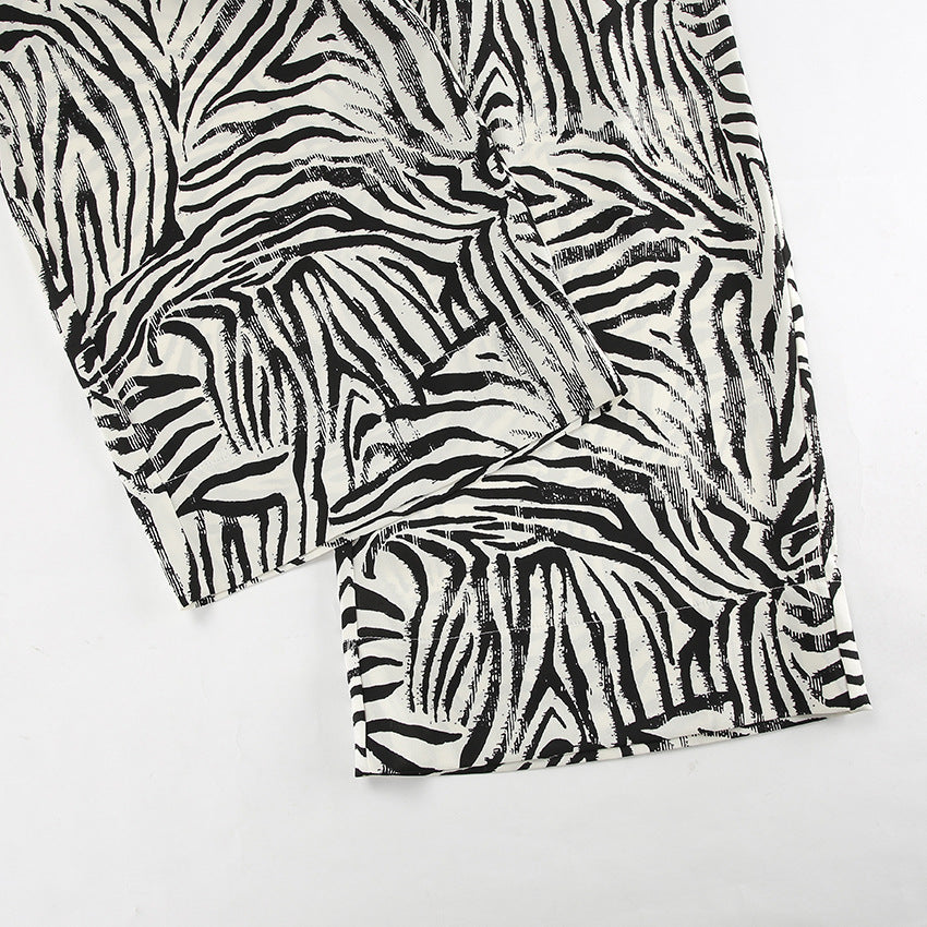 Tweedelige set van overhemd en broek met zebraprint