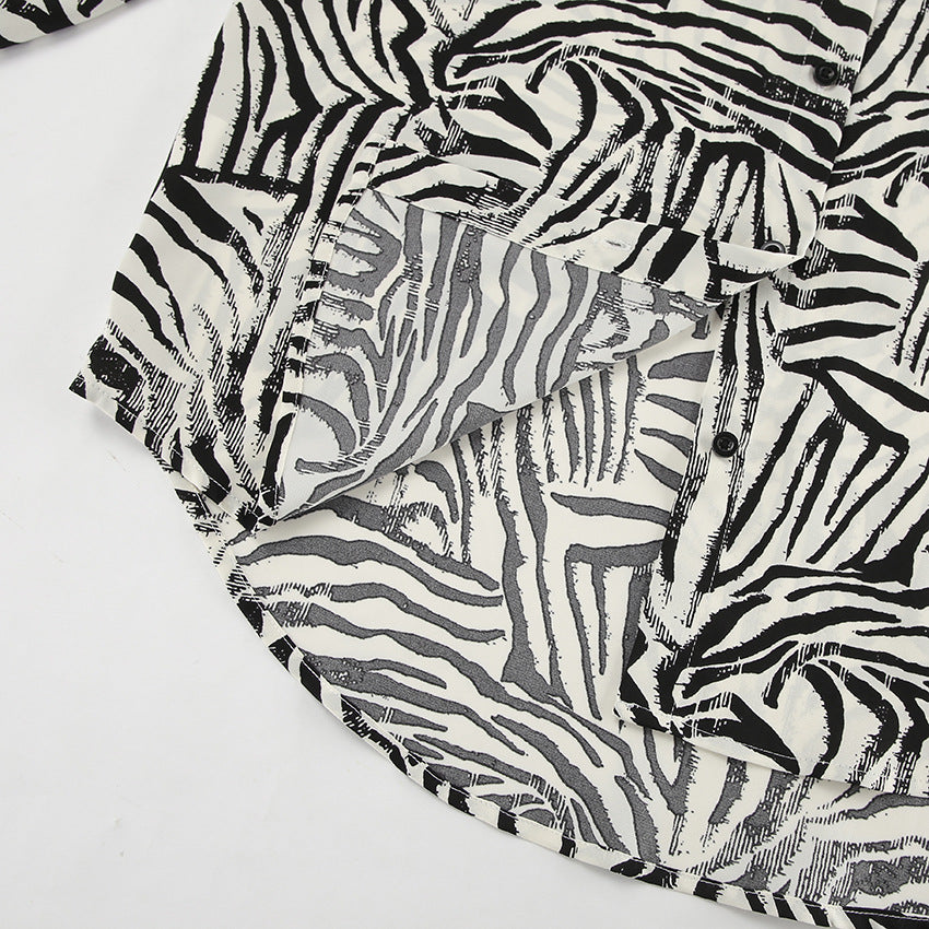 Tweedelige set van overhemd en broek met zebraprint