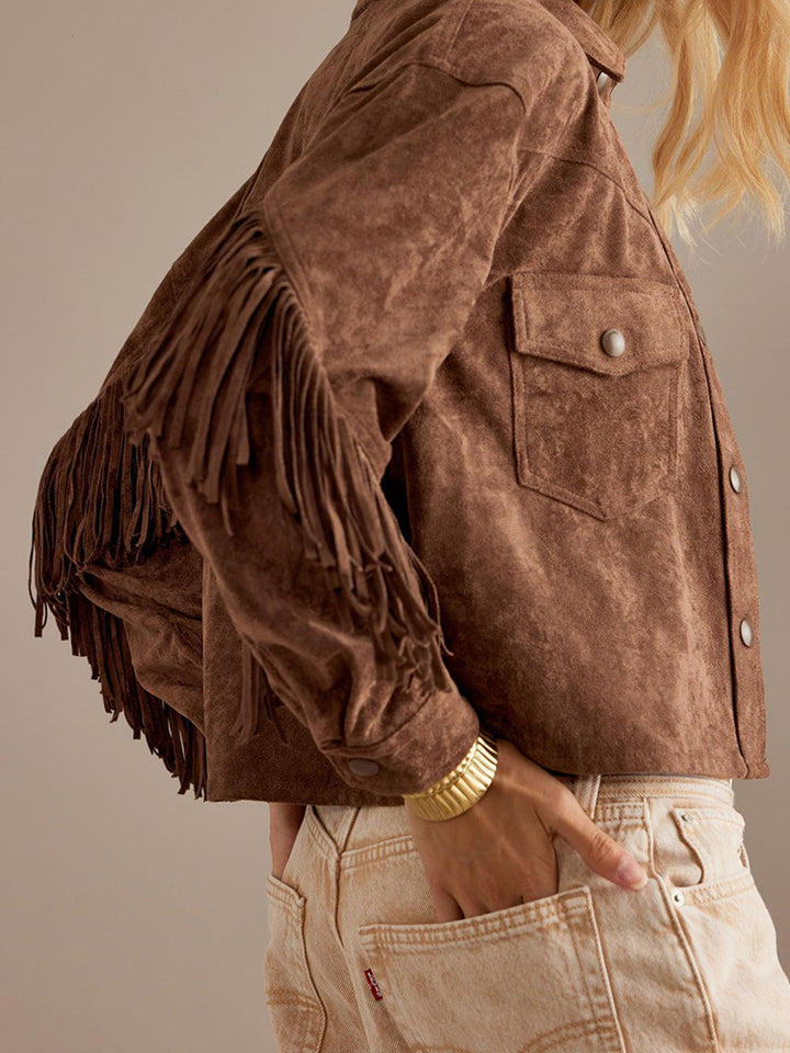 Veste courte à franges style western cowboy streetwear