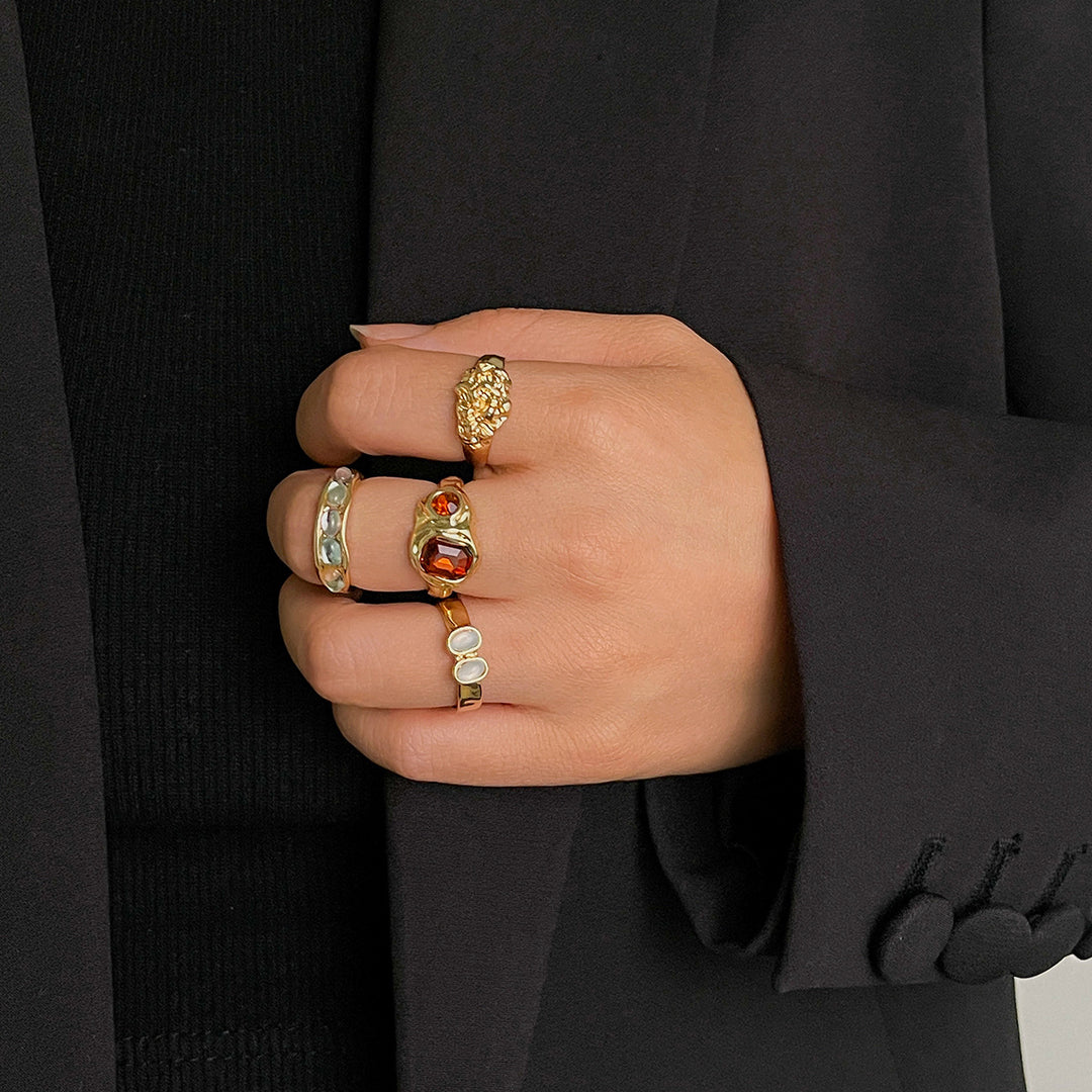 Geometric Diamond Ring Set