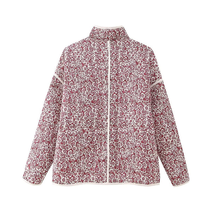 Veste à épaules tombantes en coton avec petit imprimé floral et pince de poche - Violet