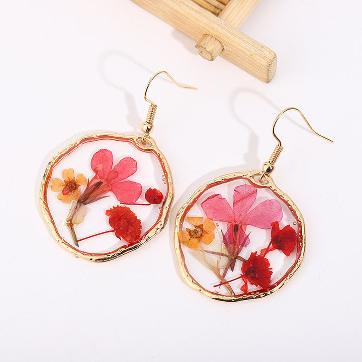 Boucles d'oreilles en or avec fleurs séchées Drop Glue