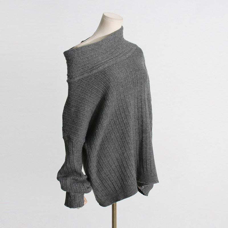 Übergroßer High Roll-Strickpullover 