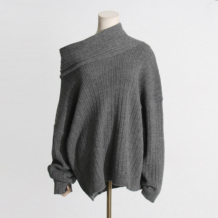 Übergroßer High Roll-Strickpullover 