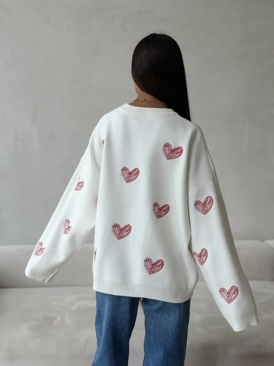 Handwriting Heart Knit Sweater