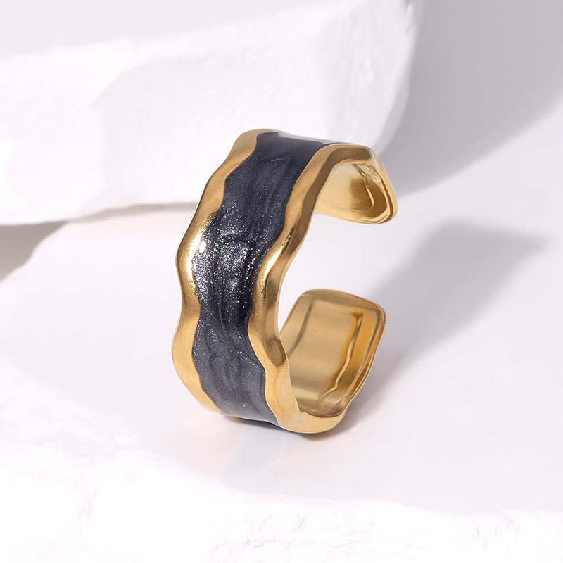 Irregular Lines Shell Gloss Ring