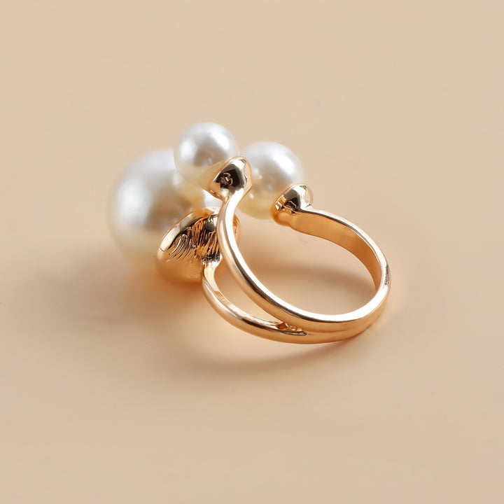 Three Pearl Adjustable Ring