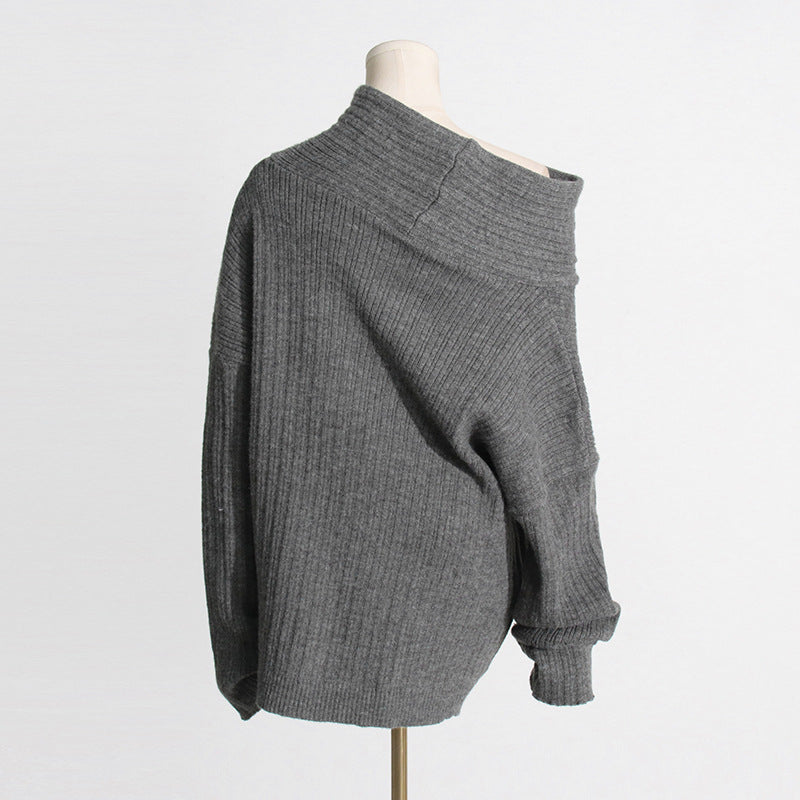 Übergroßer High Roll-Strickpullover 