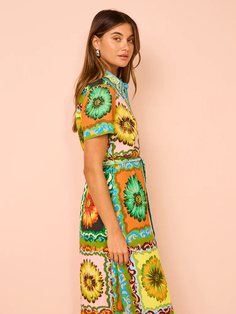 Speciale midi-jurk met zonnebloemprint