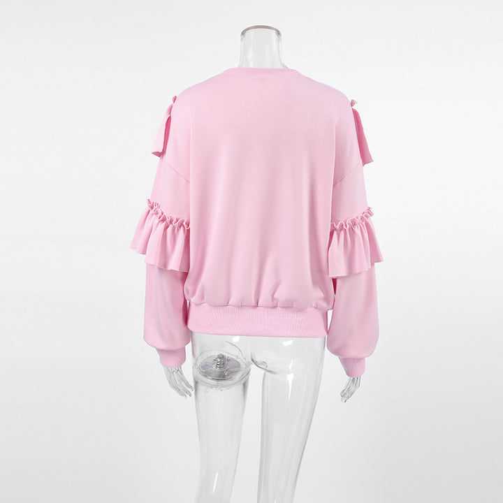 Sweat-shirt plissé à volants Pink Mood