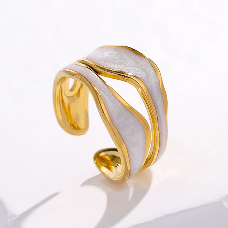 Irregular Lines Shell Gloss Ring