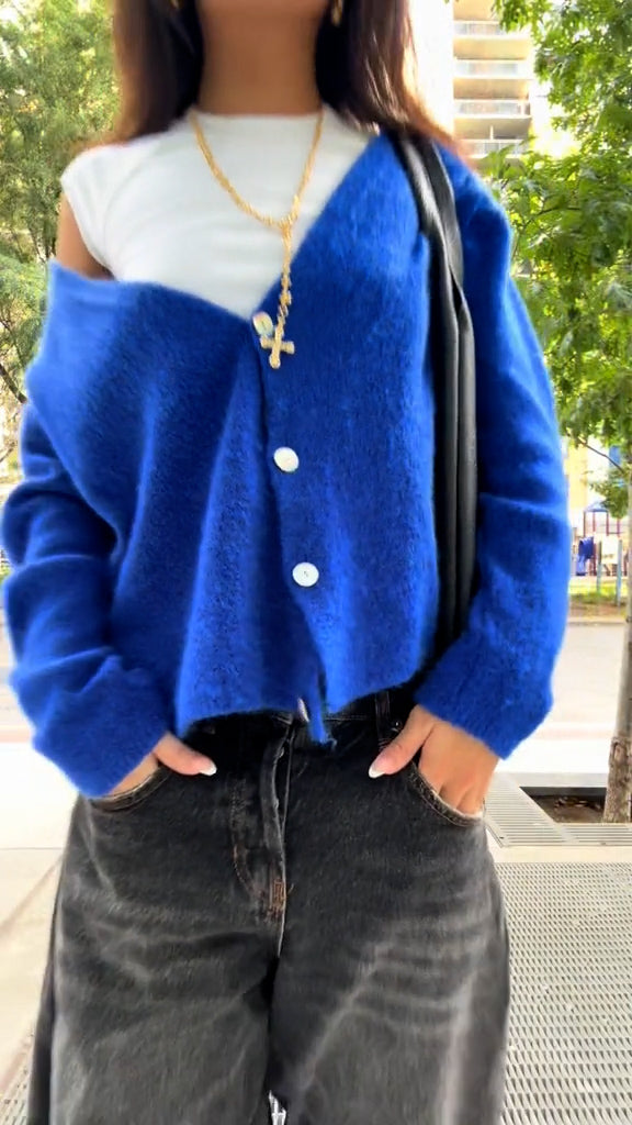 Blue Knitted Cardigan