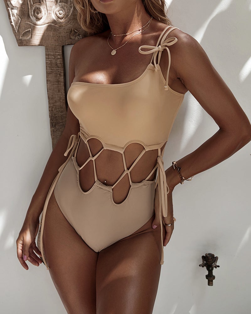 Drawstring Cutout One-Piece Swimsuit