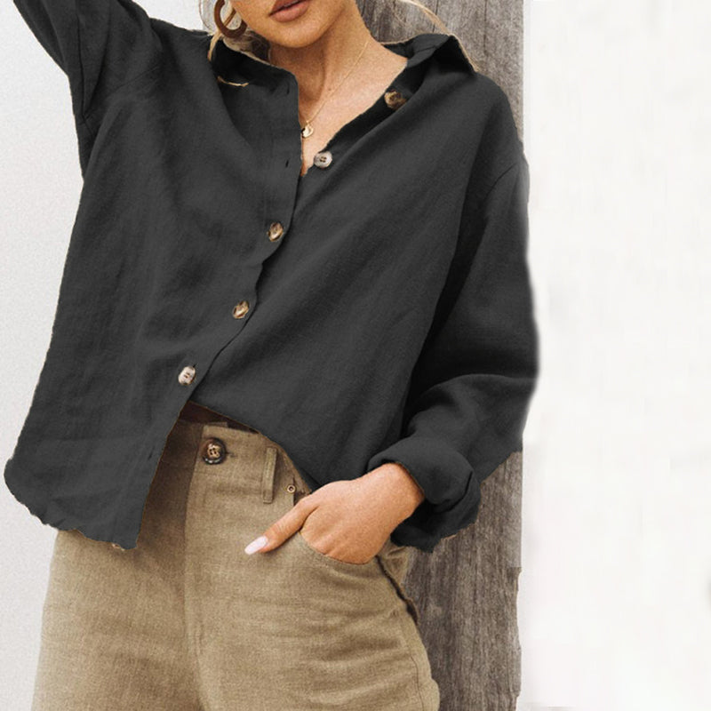 Vintage Shirt Collar Button Down Long Sleeve Blouse