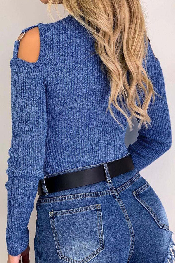 Women's Cardigans Crew Neck Strapless Long Sleeve Knit Sweaters