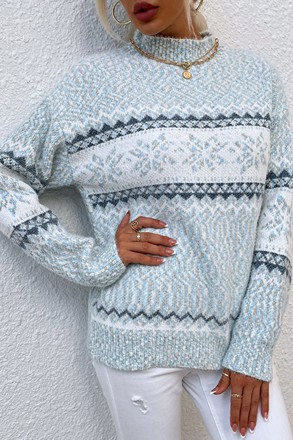 Damen-Rollkragenpullover mit Schneeflockenmuster