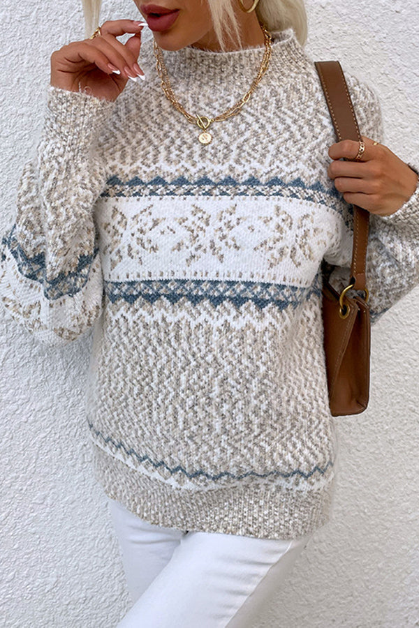 Damen-Rollkragenpullover mit Schneeflockenmuster