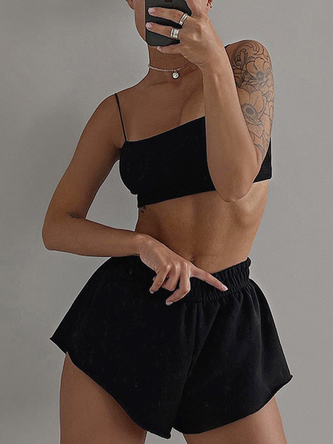 Ensemble short trois pièces à manches longues Athleisure 